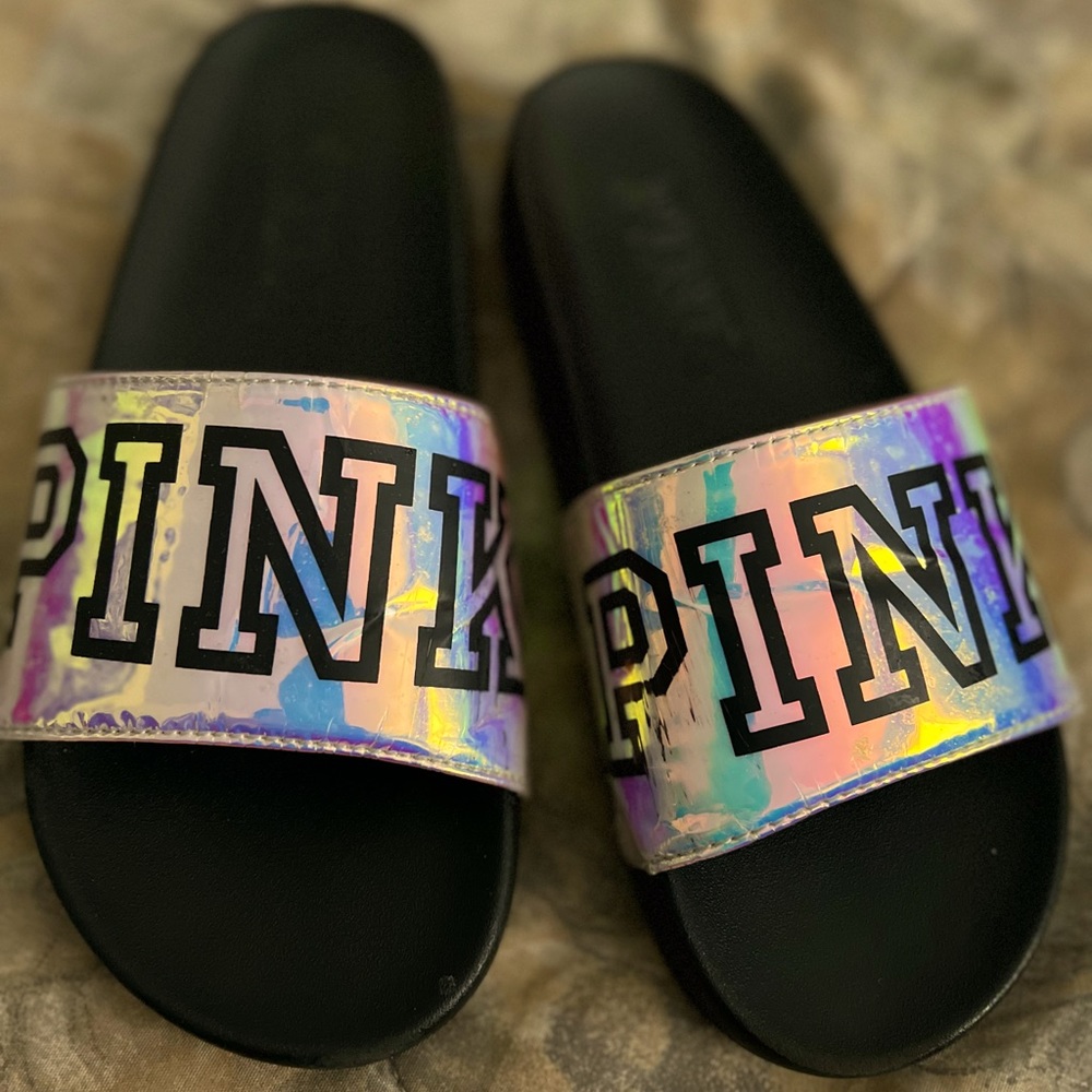 Iridescent “PINK VS” Slides size Small size 7